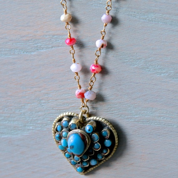 Turquoise Vintage Heart Necklace