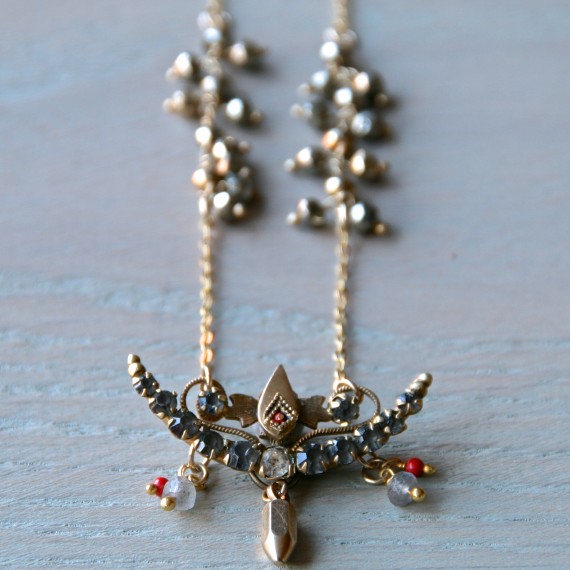 Jewelled Crescent Antique Necklace