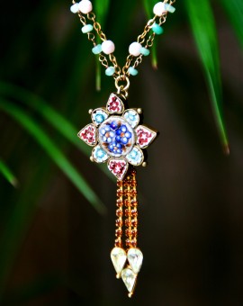 Songbird Micro mosaic gem contemporary vintage necklace