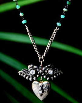Wonder Wings Silver locket contemporary vintage necklace