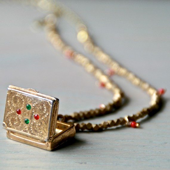 Golden Vintage Suitcase Charm Necklace
