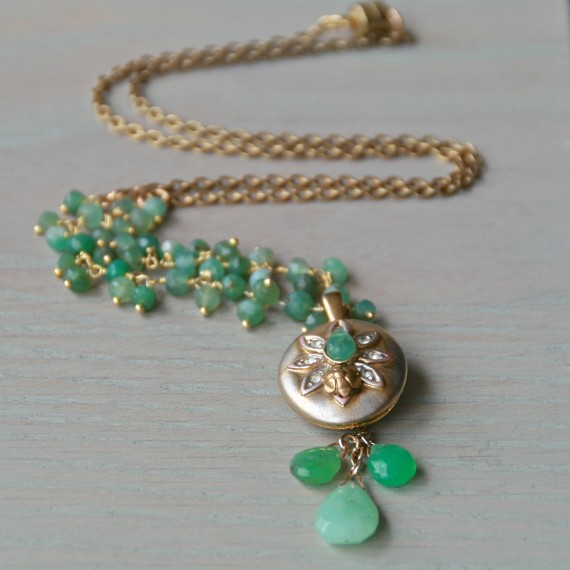 Teardrop Gemstone And Gold Locket