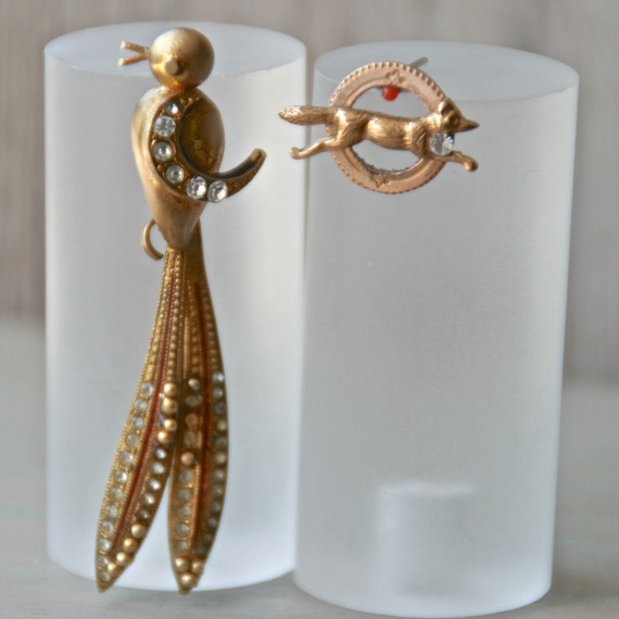 Fox And Bird Golden Earrings