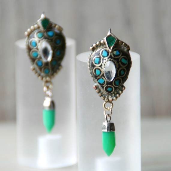 Eastern Turquoise And Silver Earrings