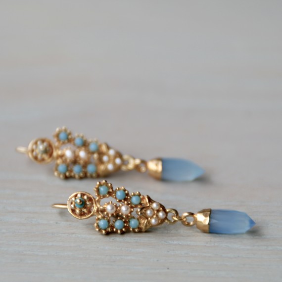 Gold And Turquoise Earrings