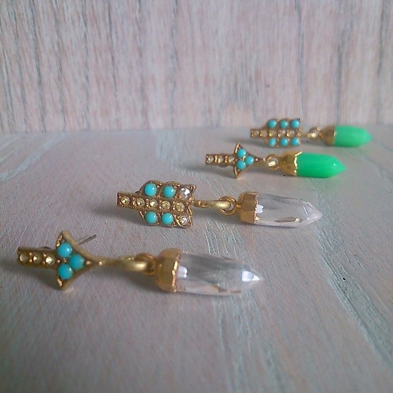 Gemstone Arrow Head Earrings