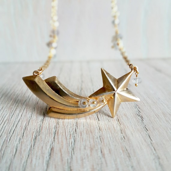 Golden Shooting Star Labradorite Necklace