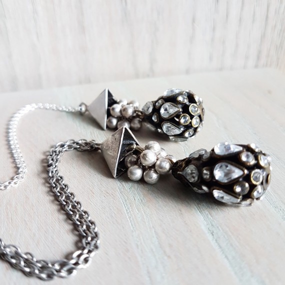 Silver Teardrop Crystal Pendant
