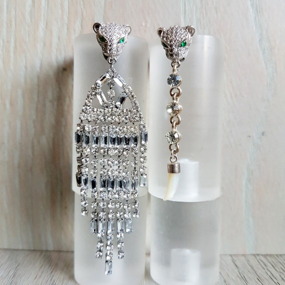 Sparkly Mr And Mrs Panther Earrings