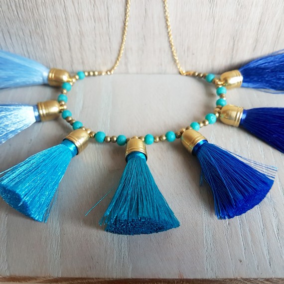 Blue Tassel Necklace