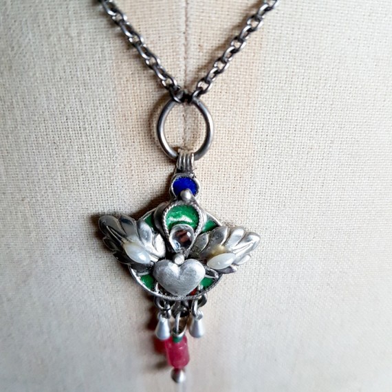Silver Winged Heart Charm Necklace
