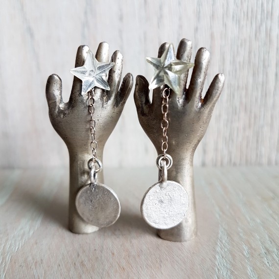 Crystal Star And Silver Or Gold Coin Earrings