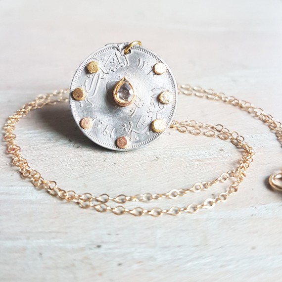 Mixed Metal Vintage Eastern Coin Pendant