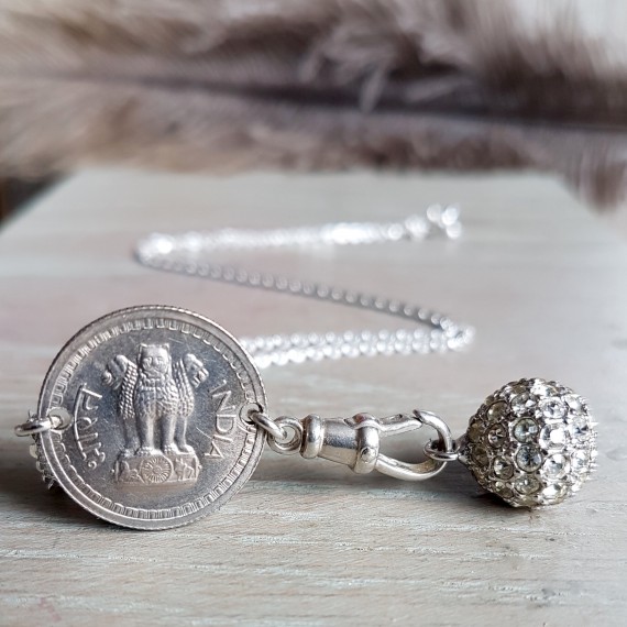 Silver Coin And Crystal Bohemian Necklace