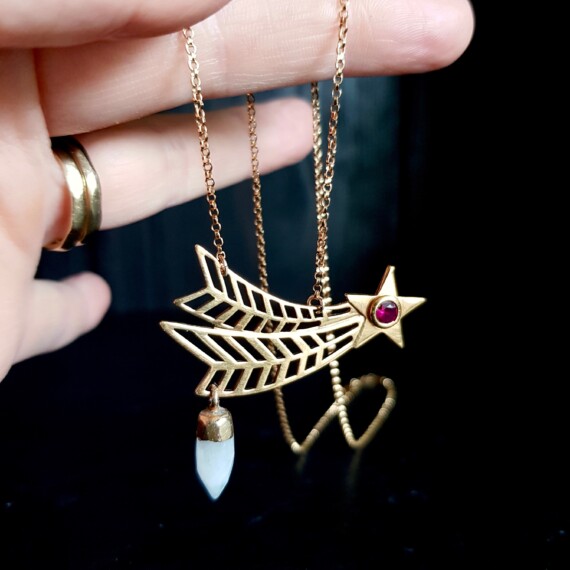 Shooting Star and Moon Necklace