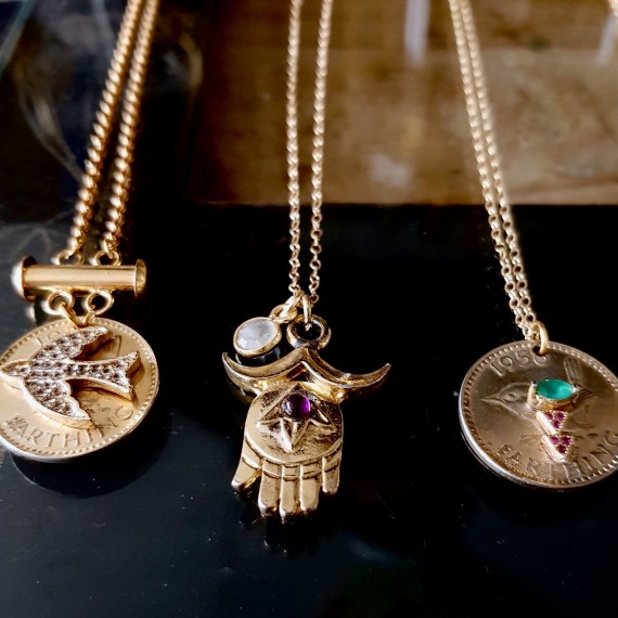 Golden Gemstone Hand Necklace