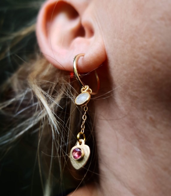 Moonstone Charm Hoops