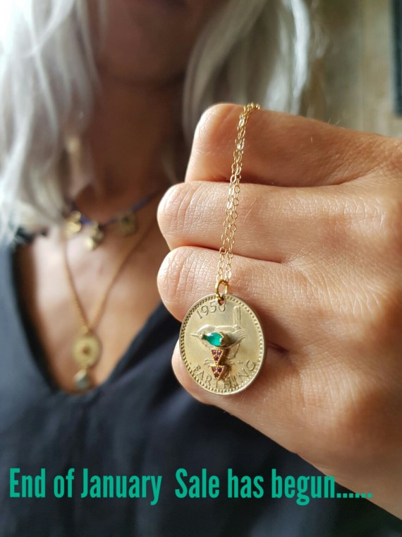 Bird of Paradise Golden Coin Necklace