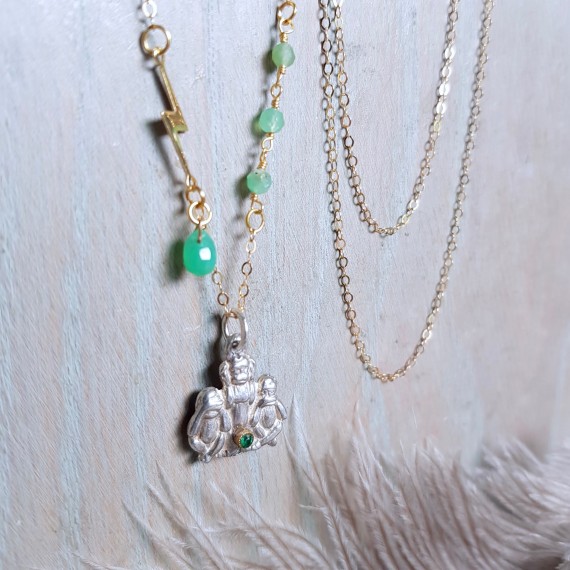 Three wise Monkeys Charm Necklace