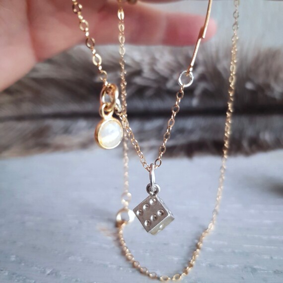 Lucky Six Vintage Dice Necklace