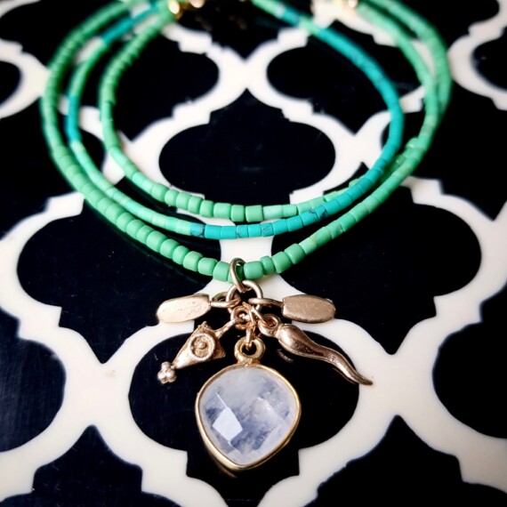 Green Goddess Charm Necklace