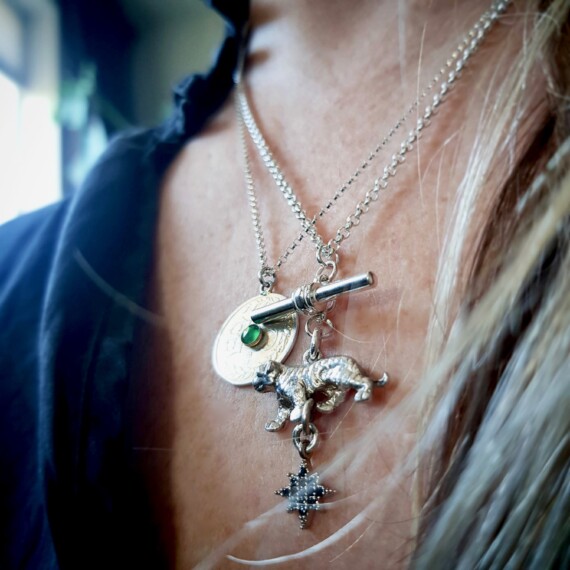 Strolling Tiger Shiny Star Silver Necklace