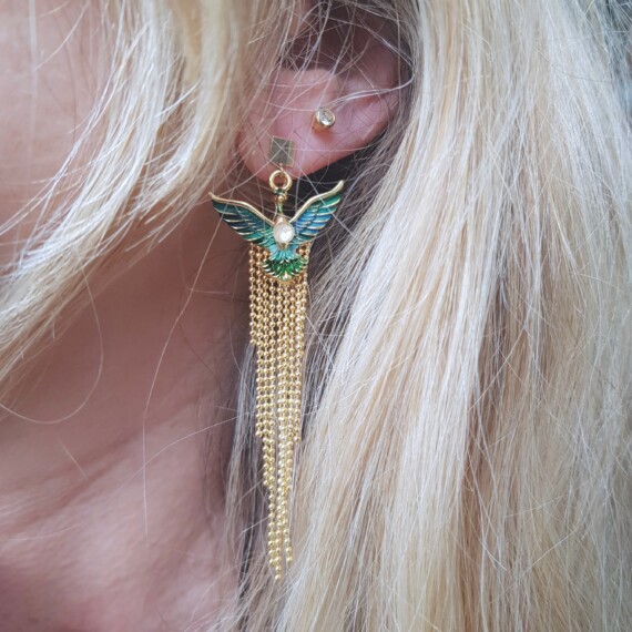 Air Bird- Phoenix Rising – Waterfall Earrings – Limited Edition