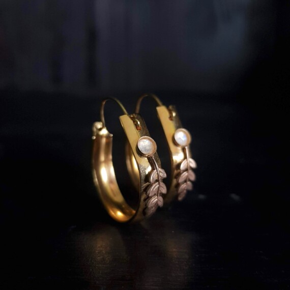 Autumn Moon Gold Hoop Earrings