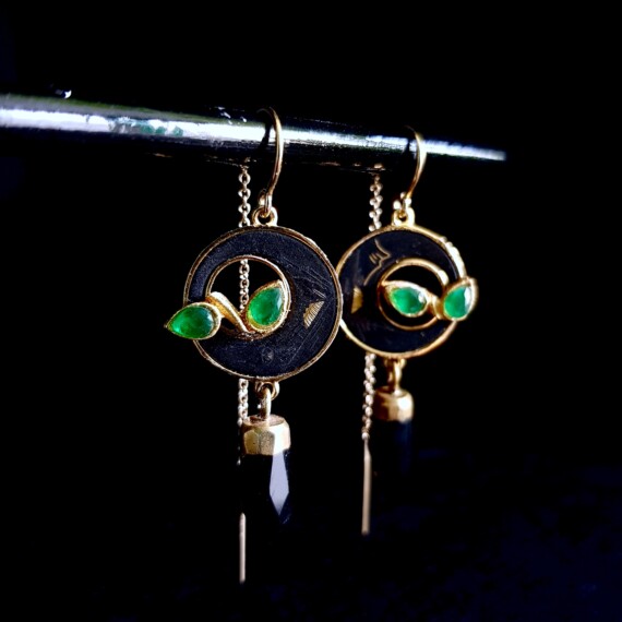 Floating Worlds Onyx Earrings