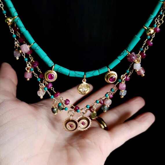 Summer Star , Turquoise Charm Necklace