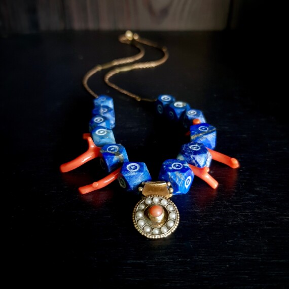 Pure Joy – Lapis and Coral Necklace