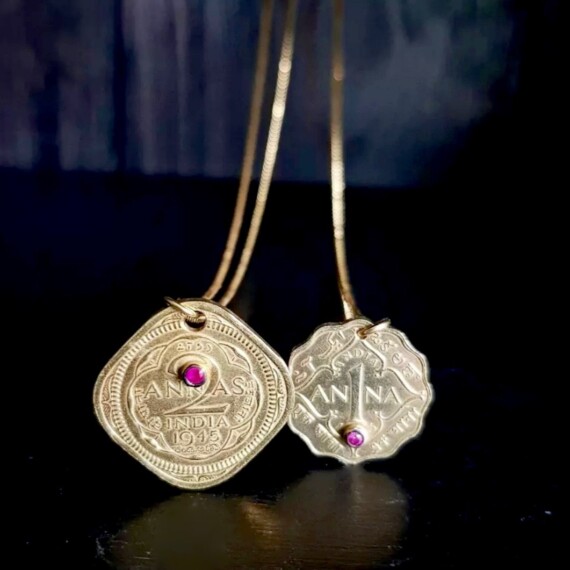Golden Lucky Coin Ruby Pendant