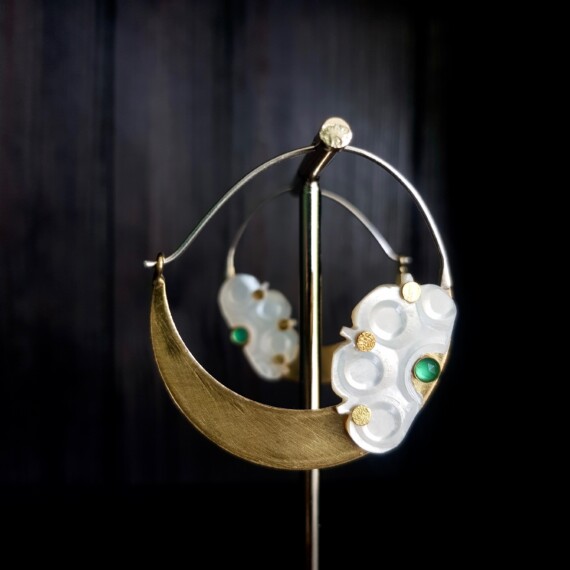 Moon Flower Hoop Earrings
