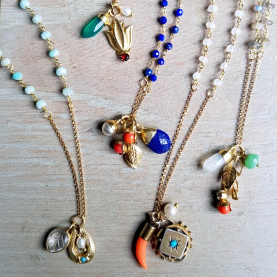 Turquoise Moon Charm Necklace