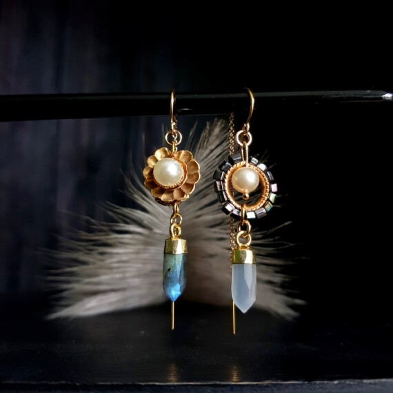 Midnight Bloom Mismatched Earrings