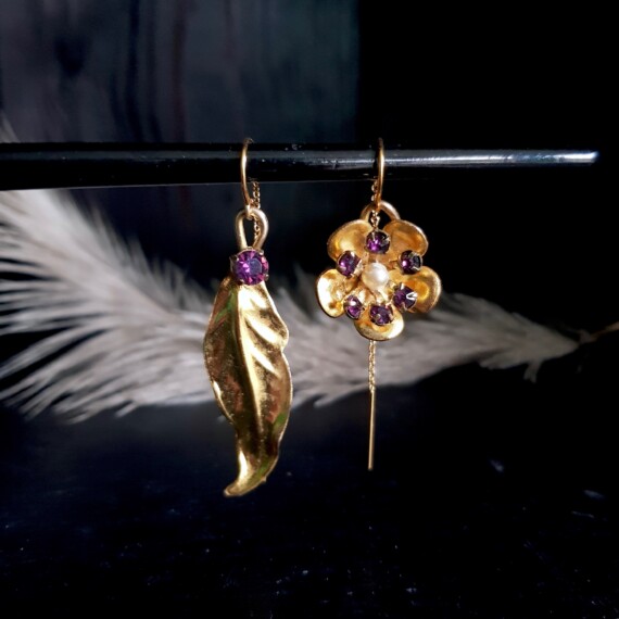 Leaf And Bloom Mismatched Earrings