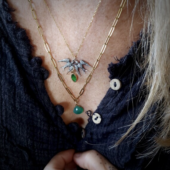 Lovebirds and Drop Necklace